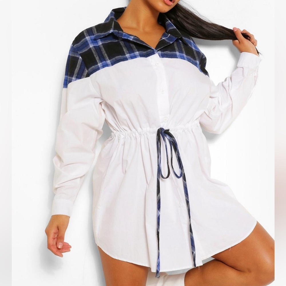 🍁Boohoo curve button down dress